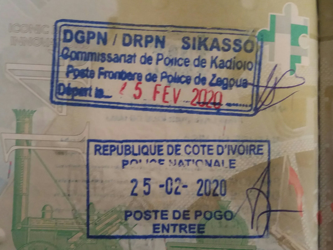 Passport stamps Mali and Ivory Coast