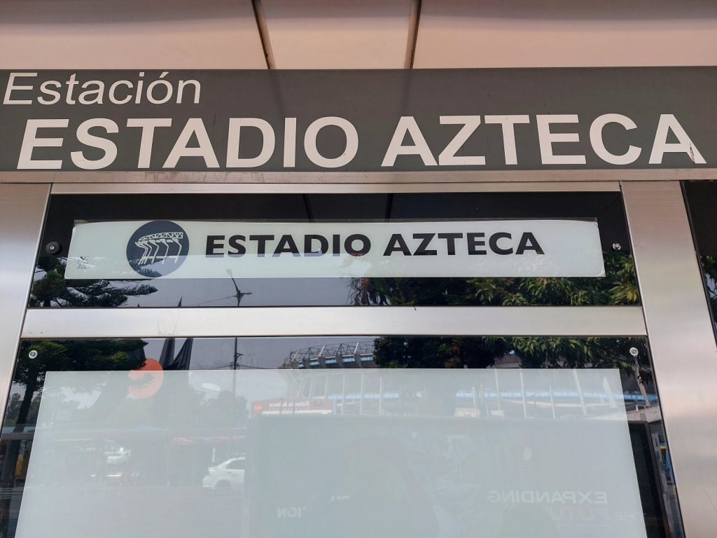Estación Estadio Azteca sign in Mexico City