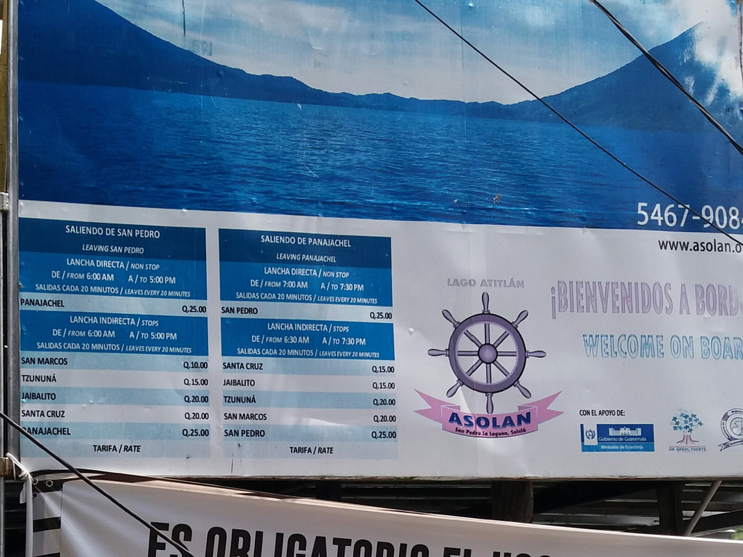 price list for boats on Lake Atitlan Guatemala