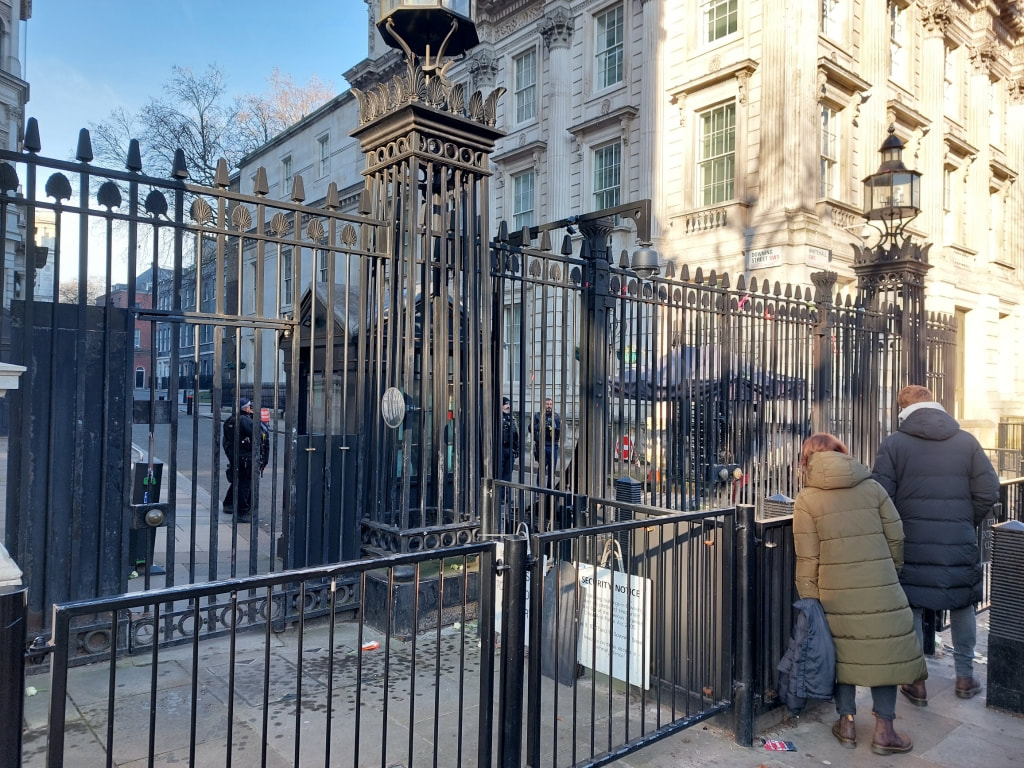 gates at Downing Street in London