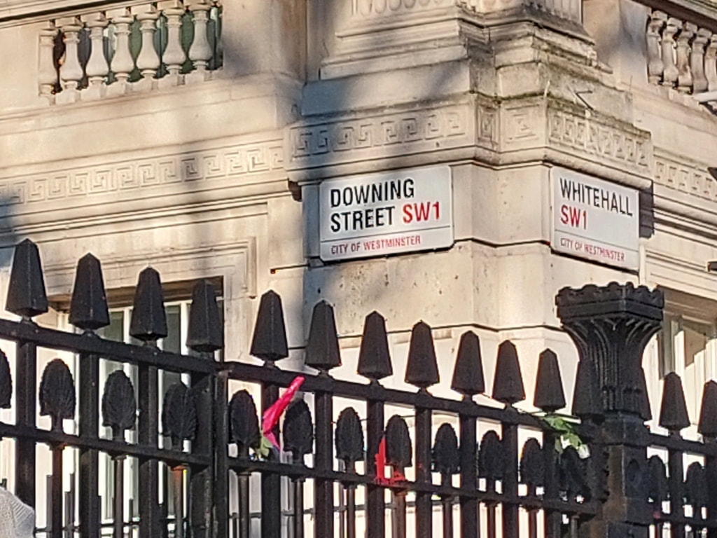 Downing street sign in London