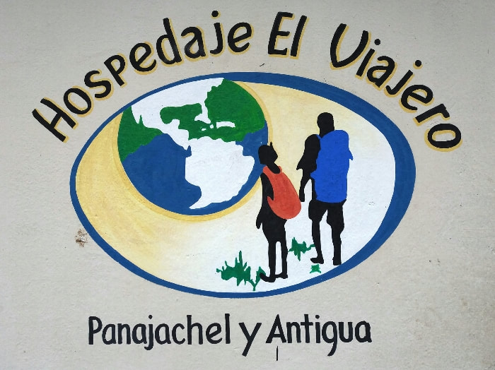 sign at the Hospedaje el Viajero in Antigua, Guatemala