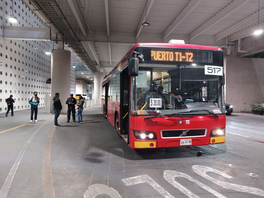 the metro bus at Mexico City Airport