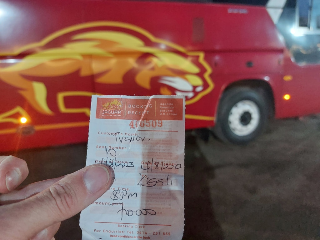 Bus ticket jaguar bus company Kampala to Uganda
