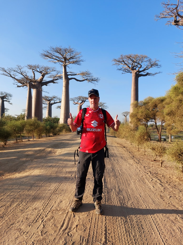 Nomadic Backpacker at the Avenue of the Baobabs in Madagascar