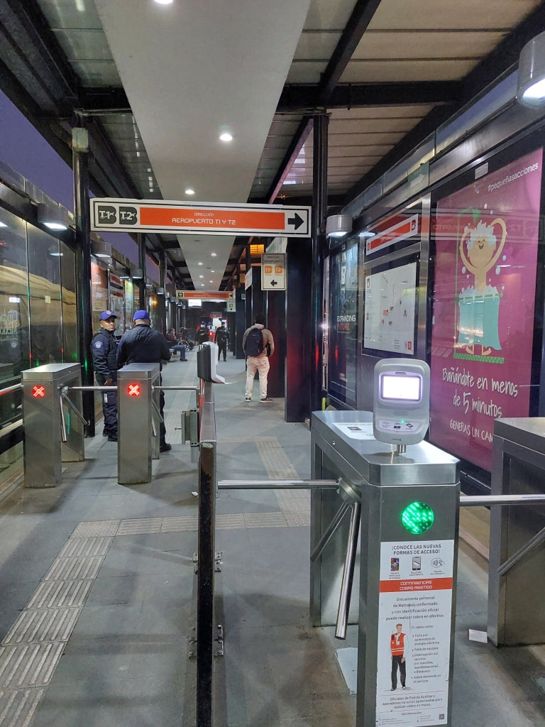 Turnstiles for the Metro bus from San Lazaro Mexico City Airport
