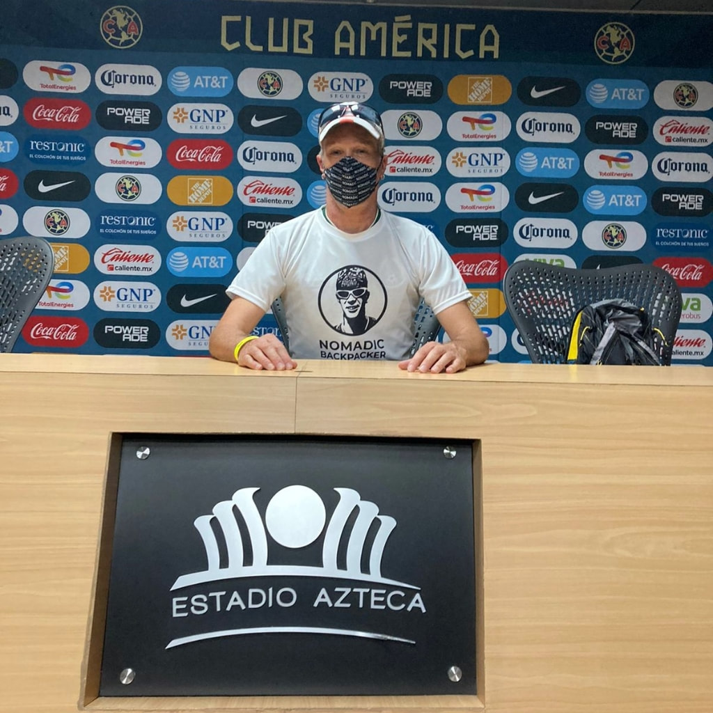 press conference at the Estadio Azteca