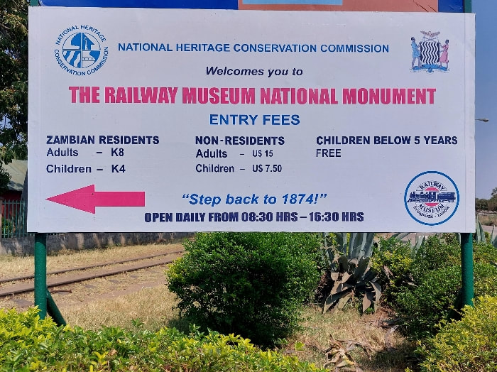 Railway Museum entry fees in  Livingstone Zambia
