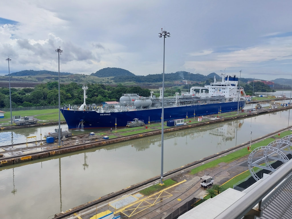 The Seamaid, LPG tanker at the Miraflores locks on the Panama Canal