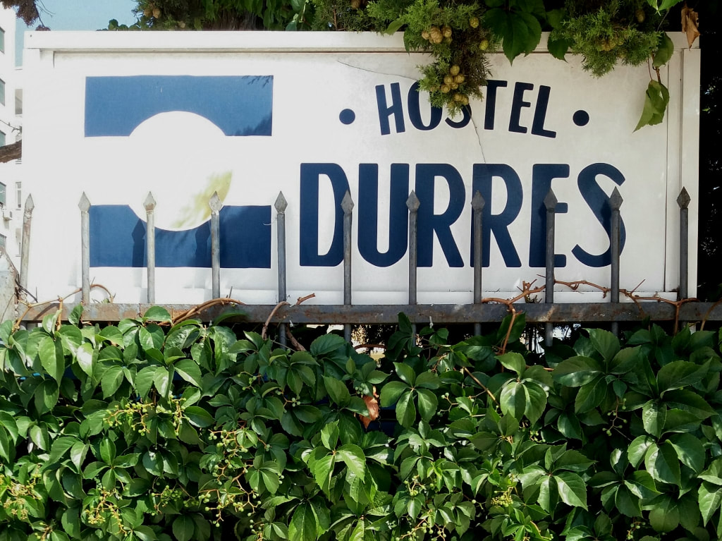 Hostel Durres sign in Durres Albania