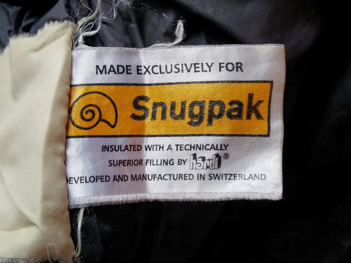 The SnugPak Softie 3 Sleeping Bag label
