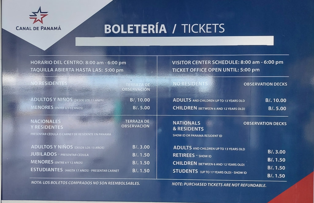 Entrance tickets at Miraflores Locks in Panama City