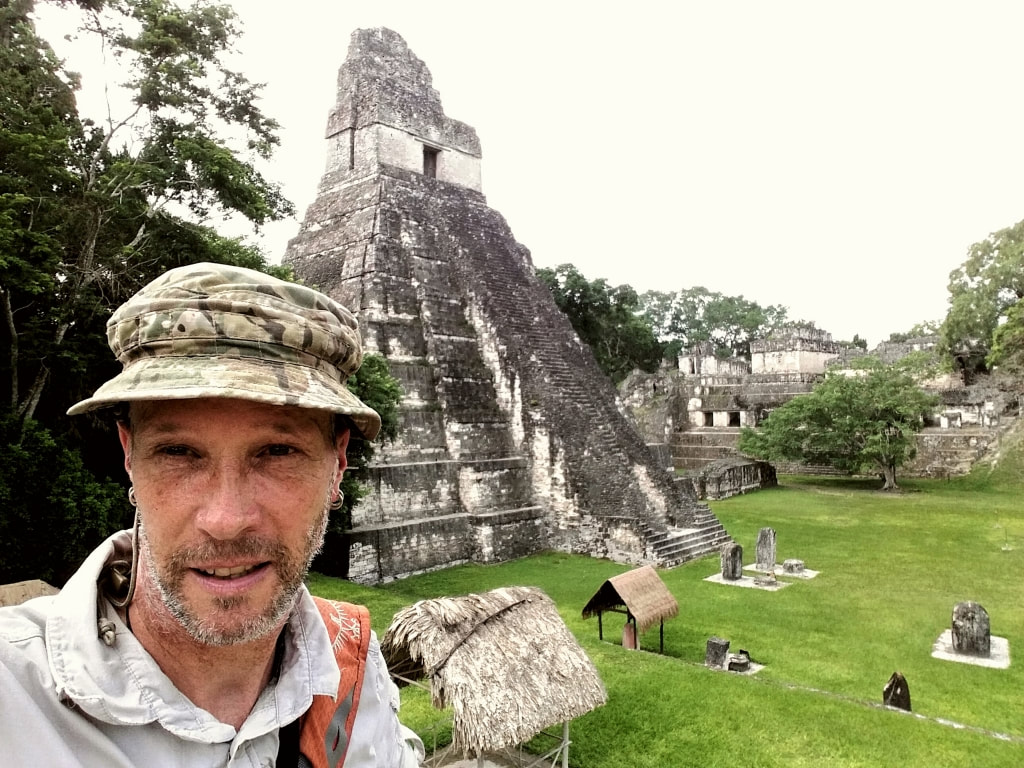 Nomadic backpacker at  Tikal, Guatemala
