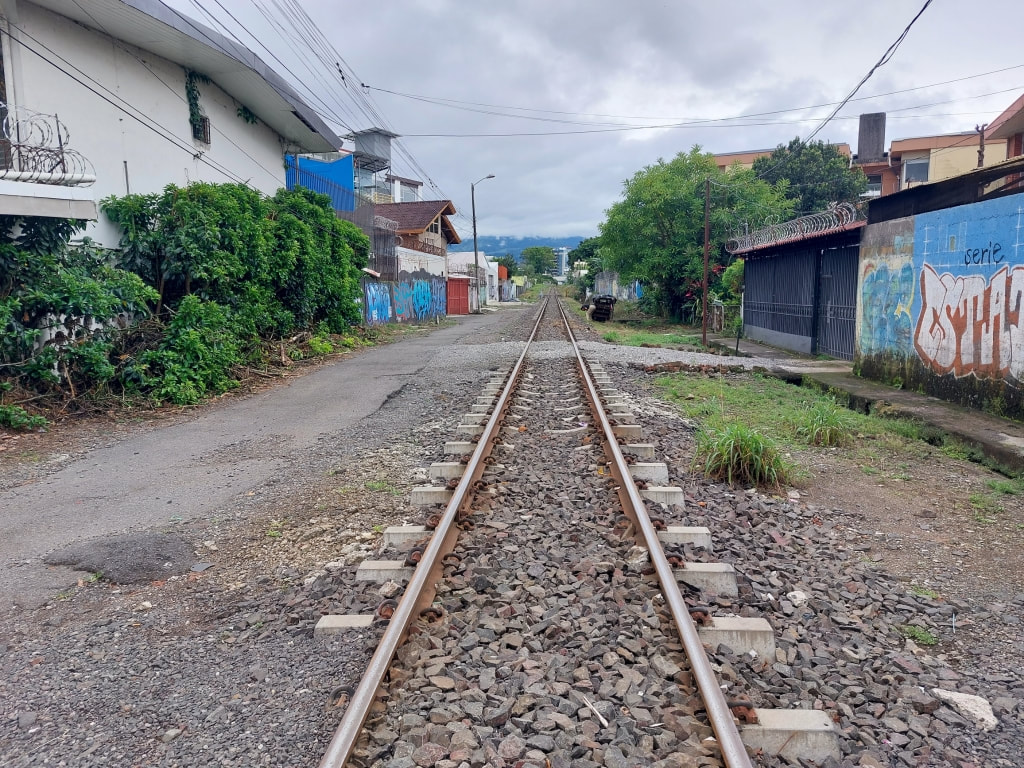 train tracks near the Estación Atlántico in San José, Costa Rica