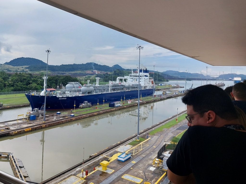 The Seamaid, LPG tanker at the Miraflores locks on the Panama Canal