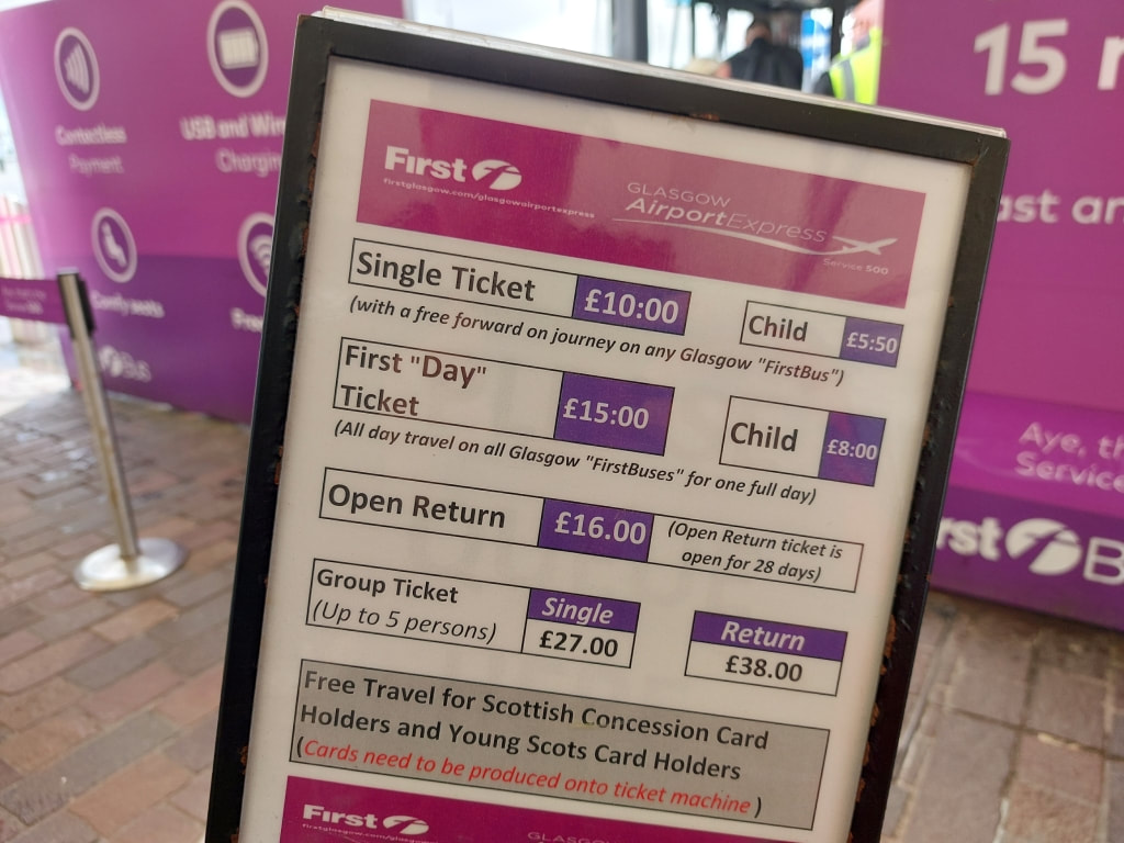 prices of the 500 Airport Bus in Glasgow
