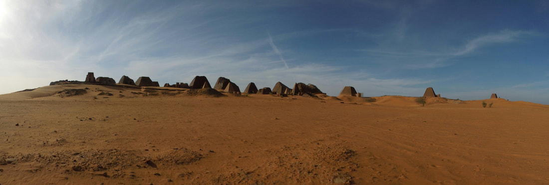 panoramic shot of the Meroe Pyramids in Sudan