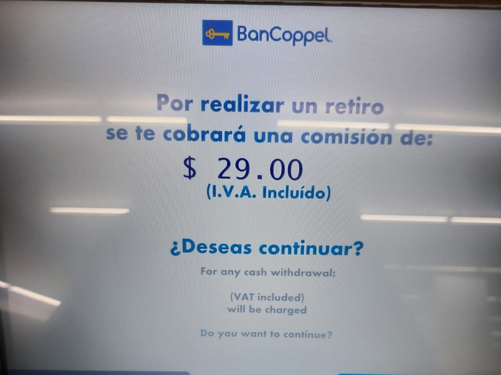 banCoppel atm fees mexico