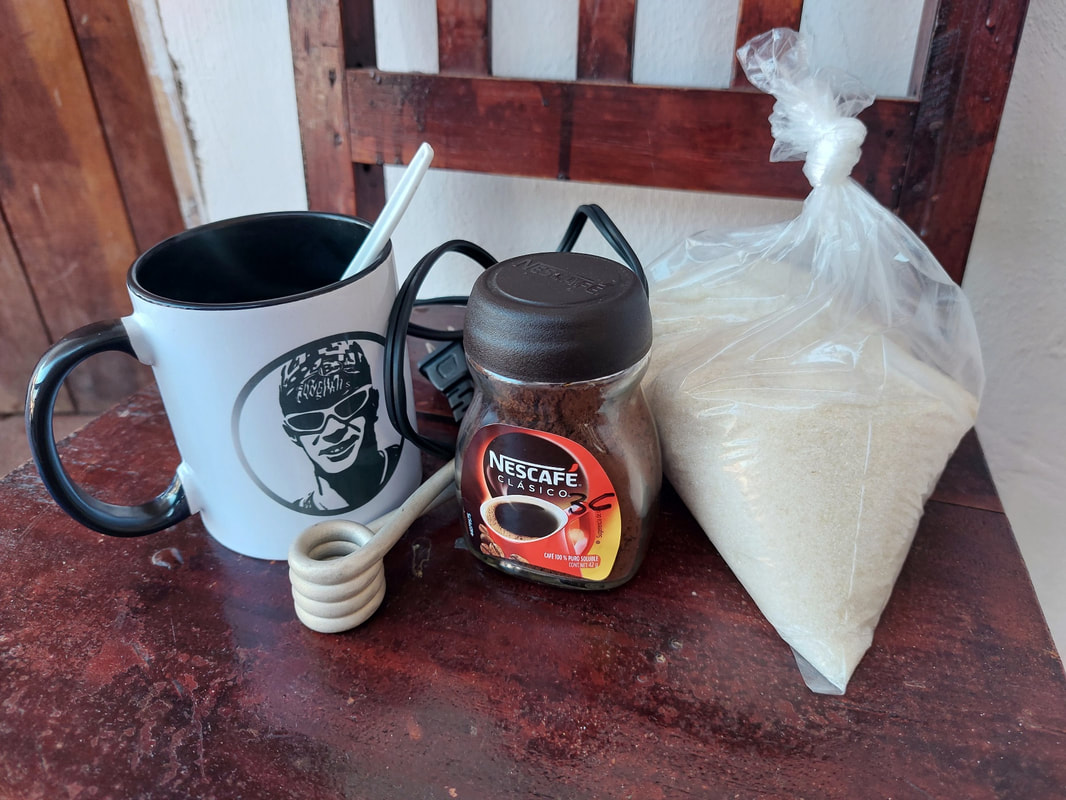 coffee making set up nomadic backpacker