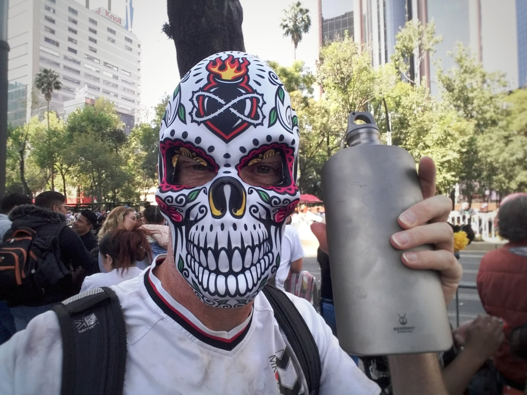 at the Day of the dead parade in Mexico City