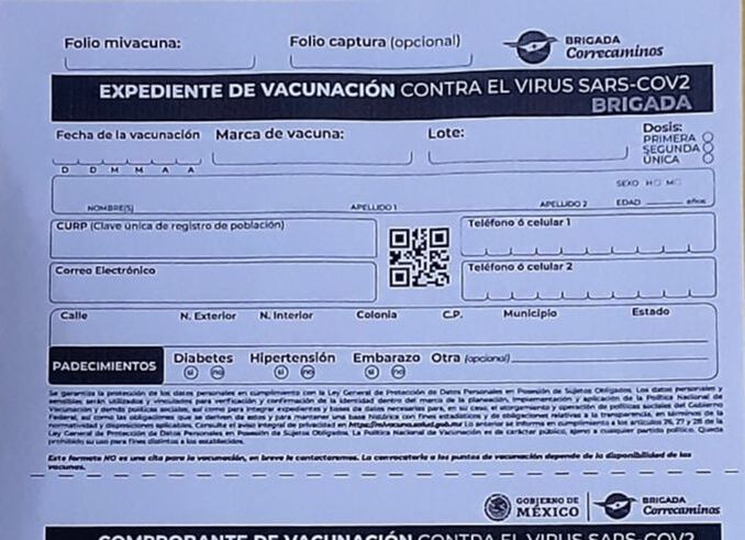 Covid-19 Vaccination application form Mexico