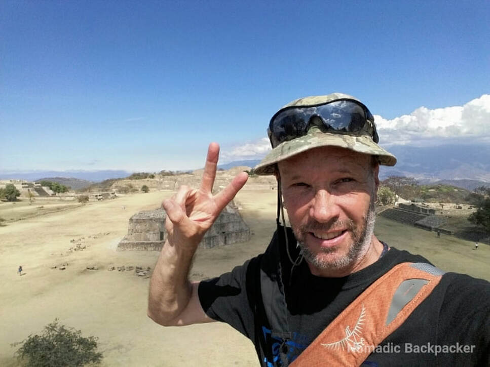 Nomadic Backpacker at Monte Alban in Oaxaca, Mexico