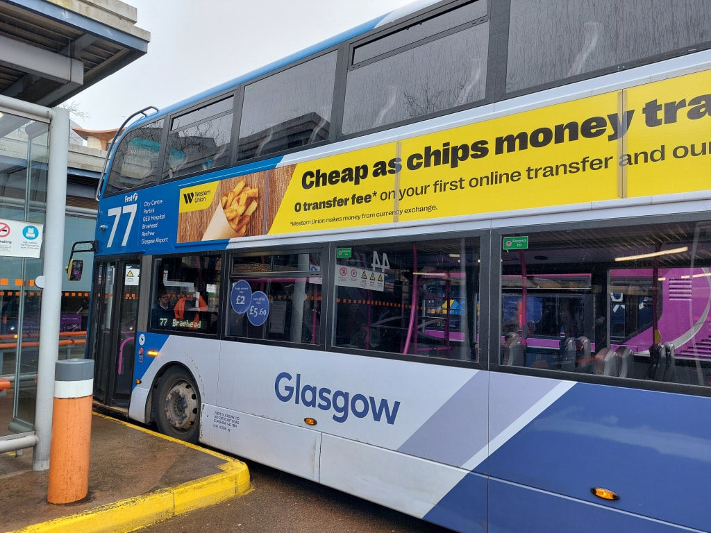 First Bus 77 at the Buchanan Bus Station in Glasgow City Centre