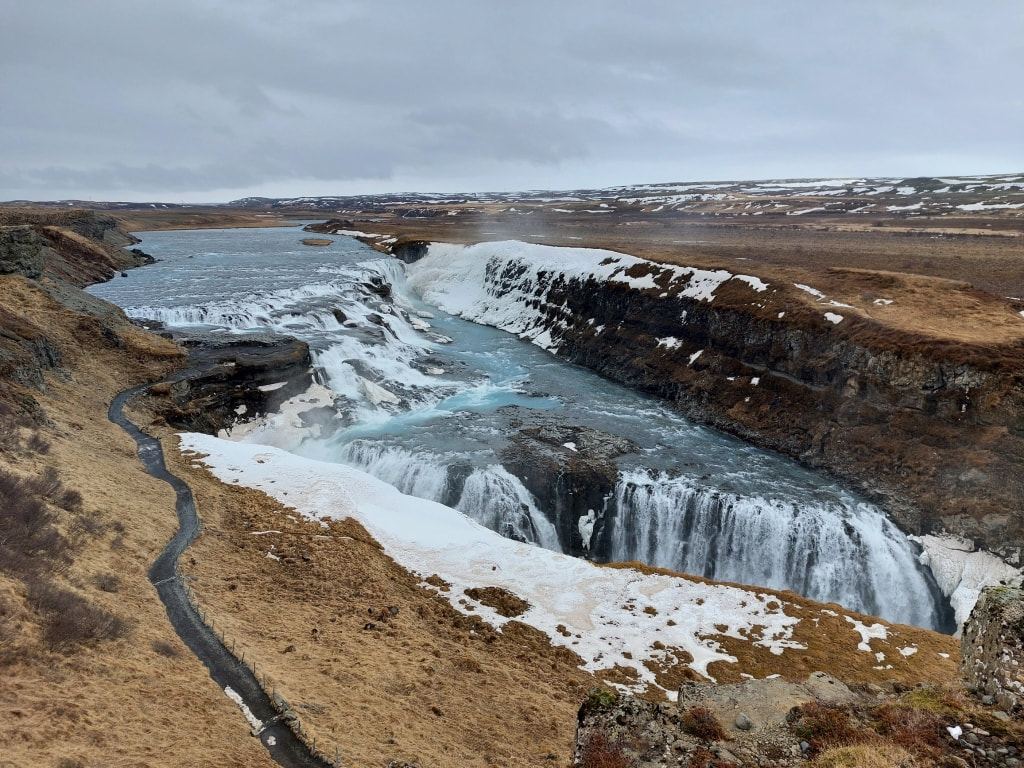 upper part of the Gullfoss waterfall in Iceland