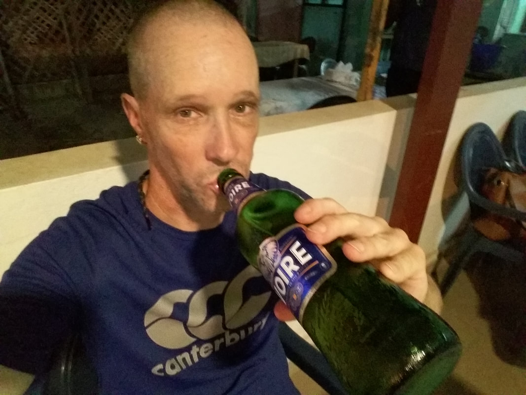 Drinking a beer as I backpack the Ivory Coast