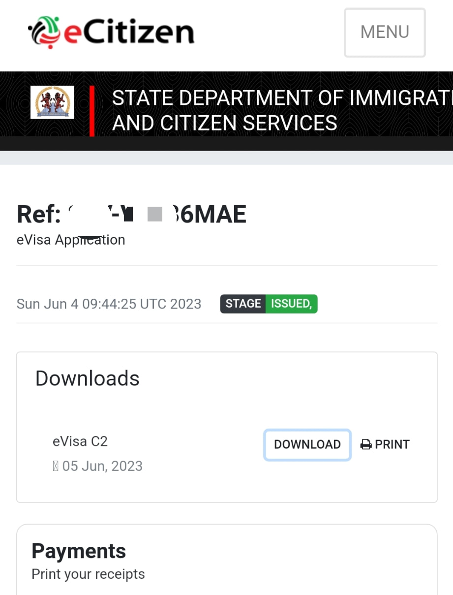 Kenya e visa download 