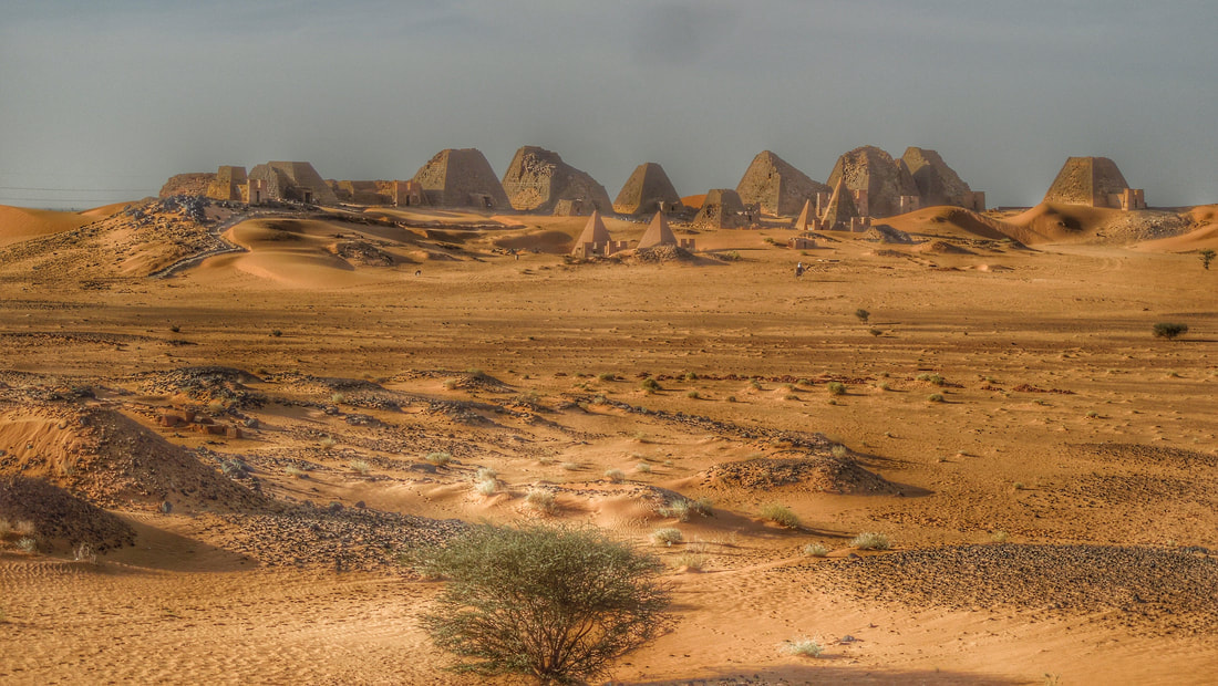 scenic shot of the Meroe Pyramids in Sudan