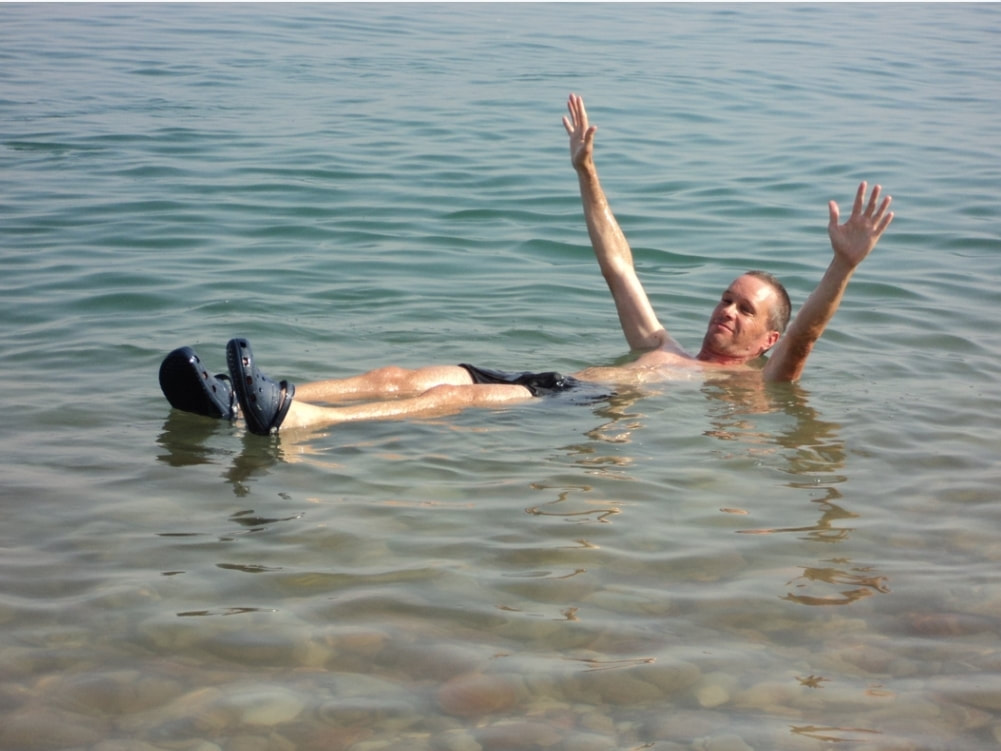 NomadicBackpacker in the Dead Sea Israel