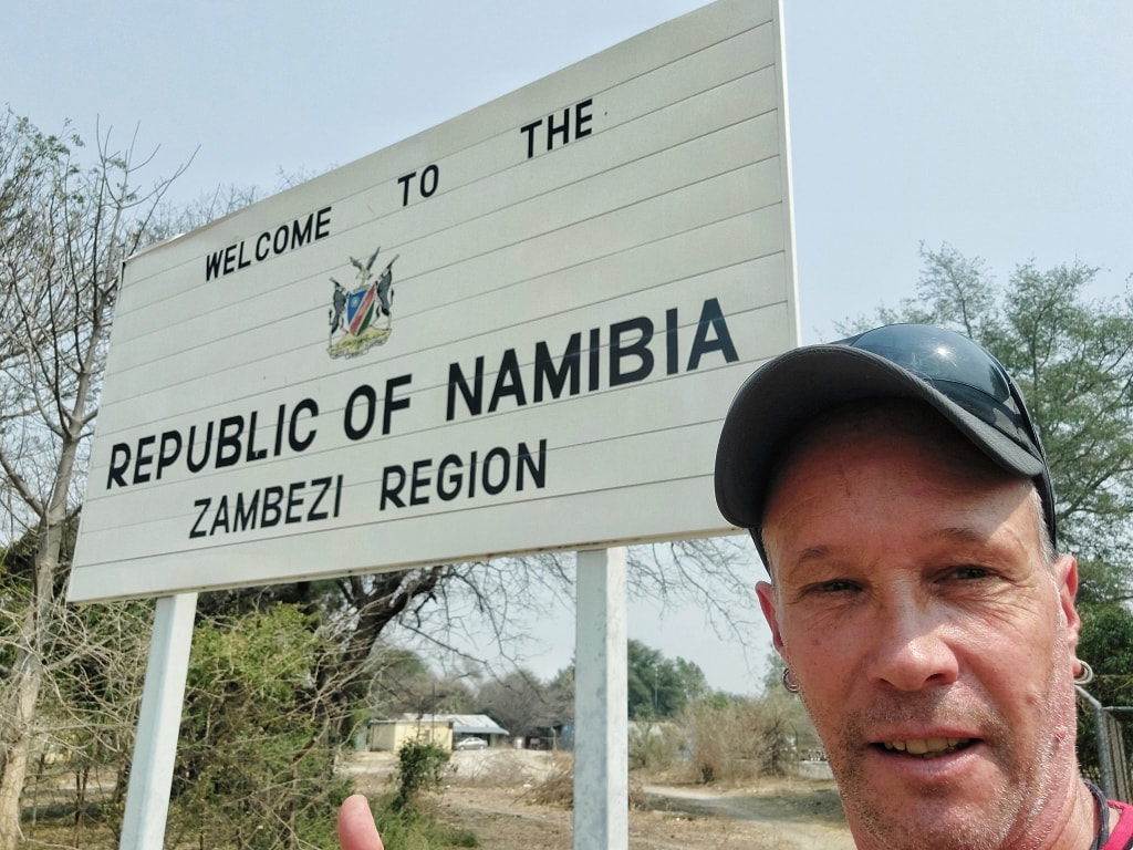 Welcome to Namibia sign at the Ngoma Bridge Border Post