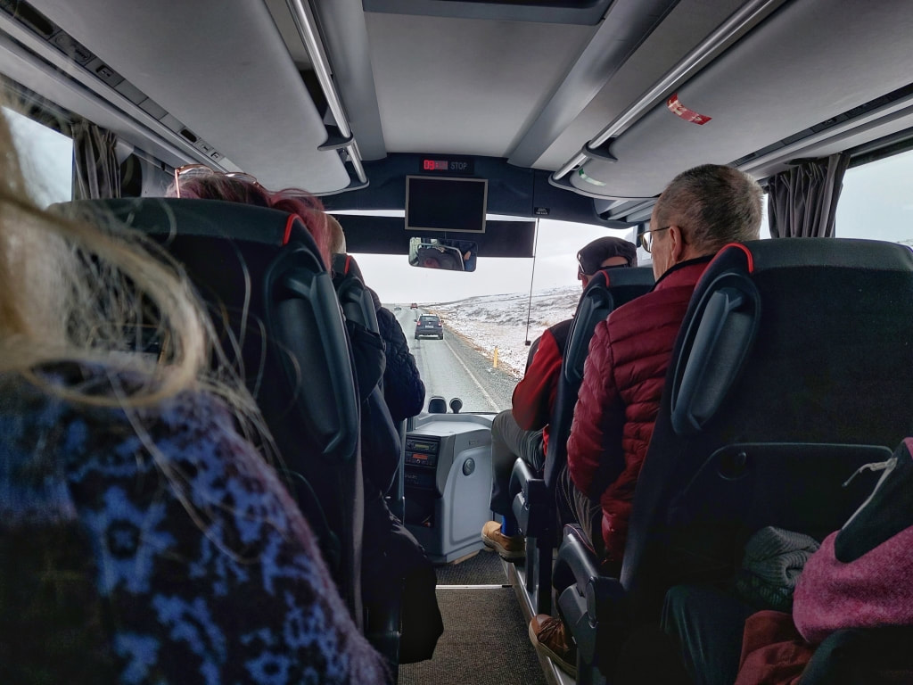 On the Golden Circle bus in Iceland