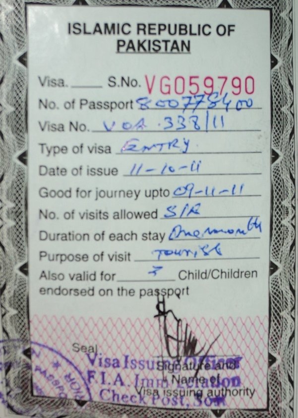 Pakistan Visa on arrival 2011