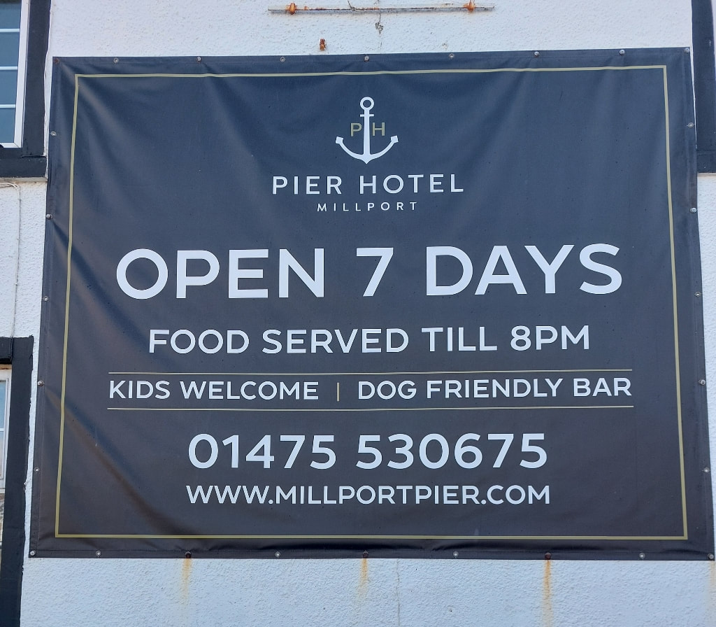 Pier Hotel sign in Millport