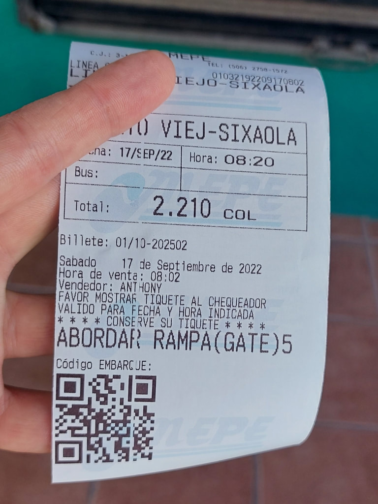 Puerto Viejo to Sixaola bus ticket