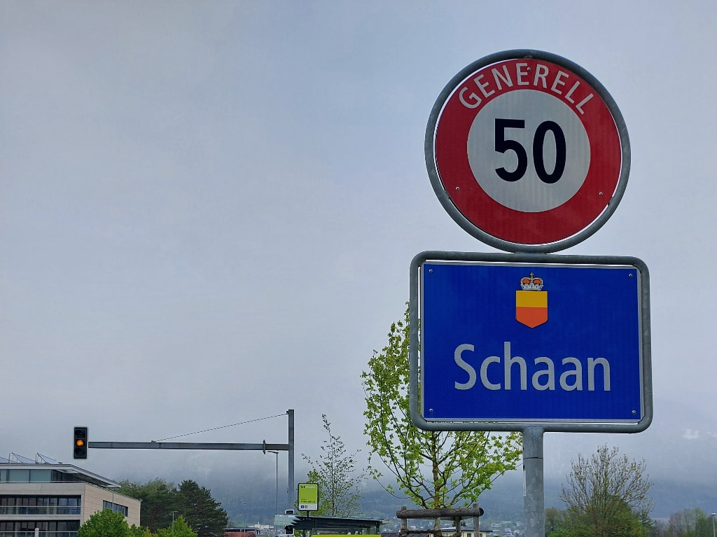 road sign Schaan in Liechtenstein