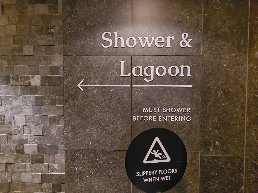 shower and lagoon sign