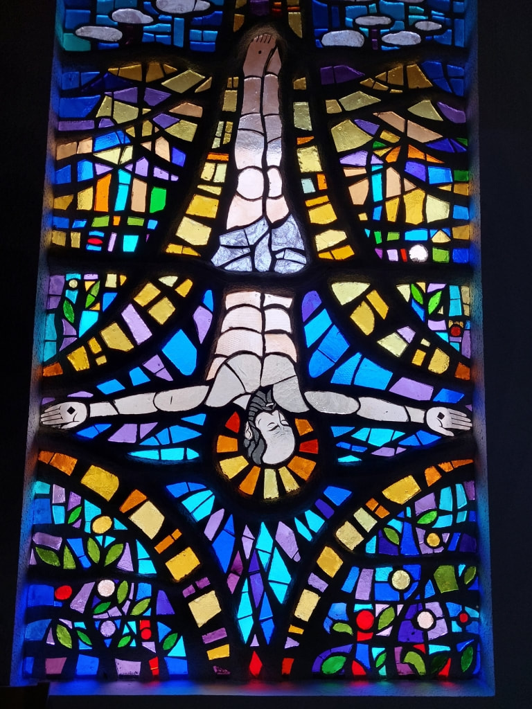 Stained glass window at the Esglesia de Sant Pere