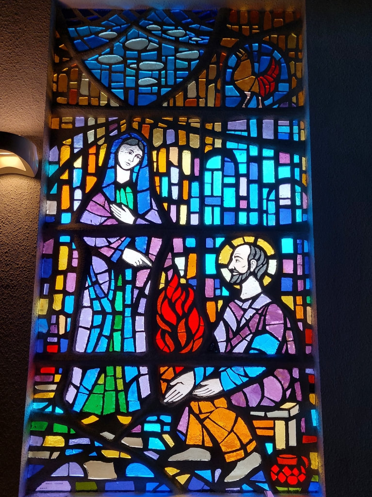 Stained glass window at the Esglesia de Sant Pere