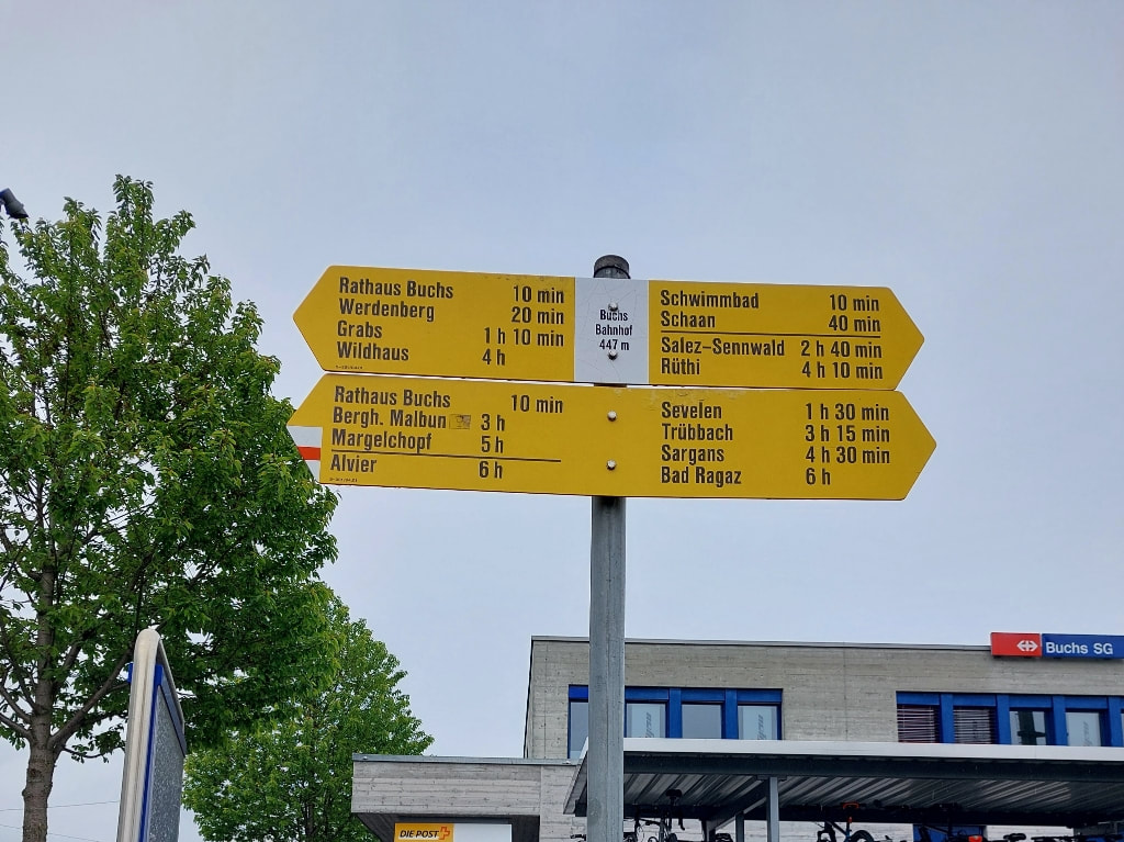 footpath sign in Buchs, Switzerland