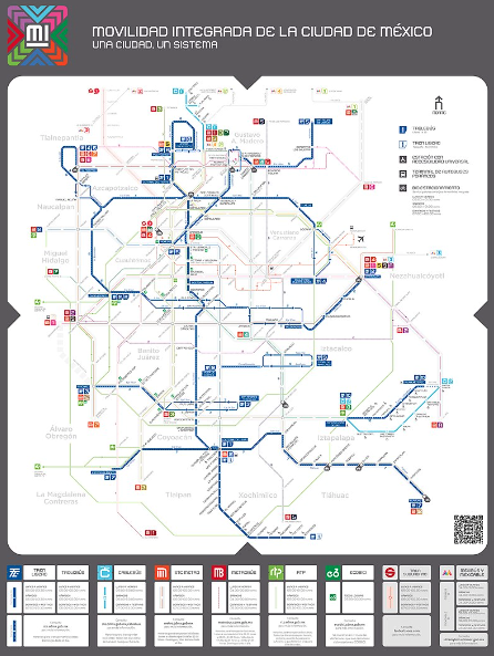 Trolleybus map Mexico City