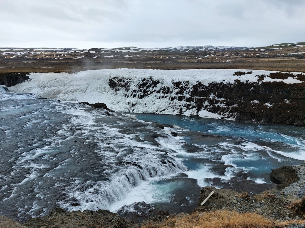 upper part of the Gullfoss waterfall in Iceland
