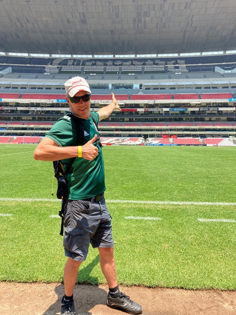Nomadic Backpacker at the Azteca Stadium in Mexico