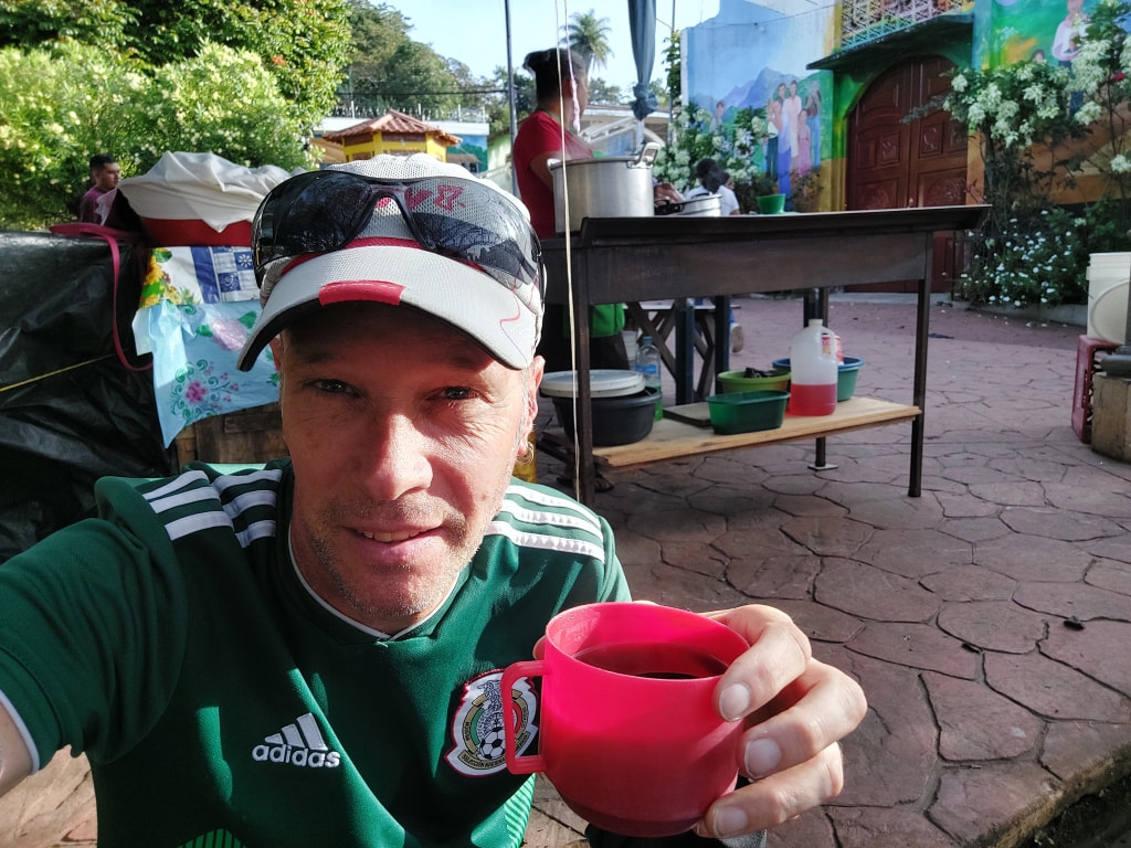 Drinking coffee in Perquin