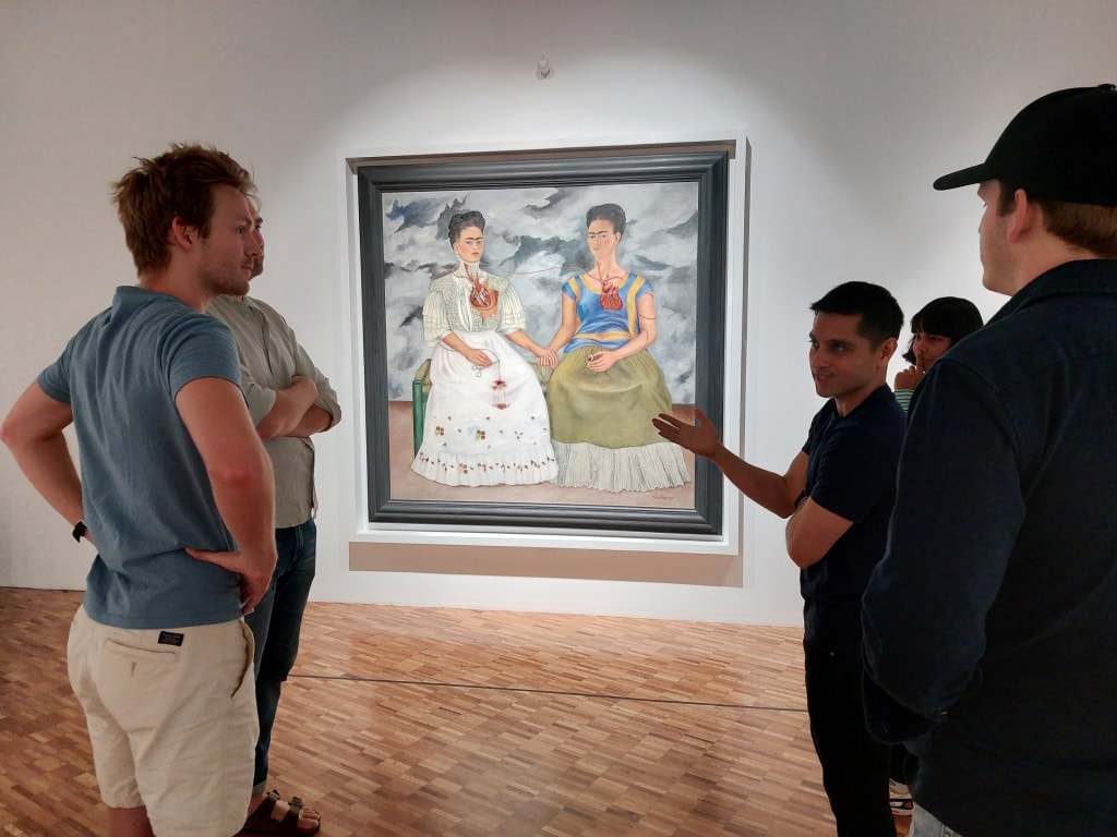 Frida Kahlo painting at the Museo de Arte Moderno in CDMX