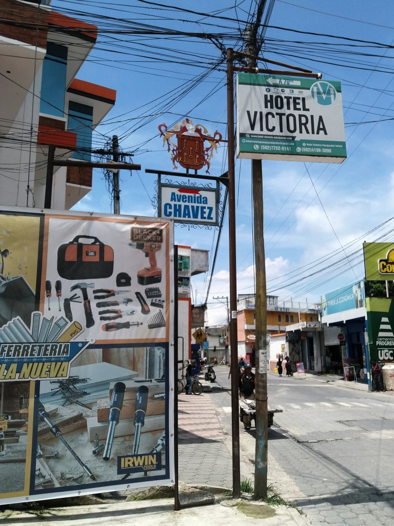 sign at the hotel Victoria in Panajachel, Guatemala