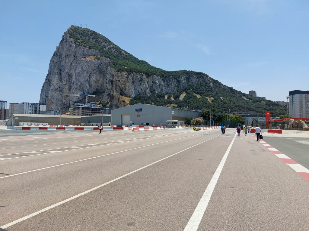 crossing the runway to Gibraltar