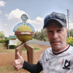Crossing the Equator at Maseno - Kenya Nomadic Backpacker at the Equator Monument at Maseno, near Kisumu in Kenya